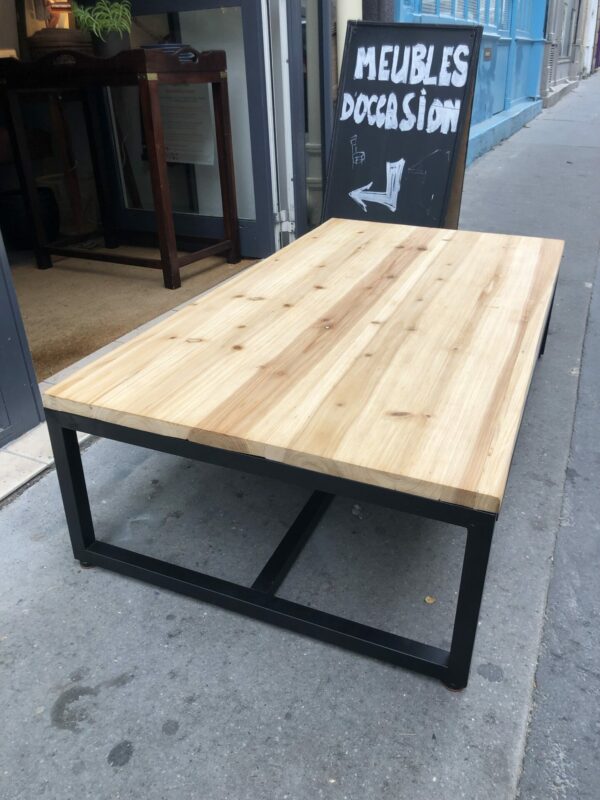 Table basse pin et métal noir – Image 2
