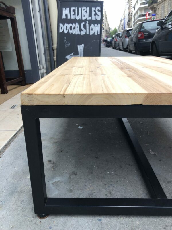 Table basse pin et métal noir – Image 3