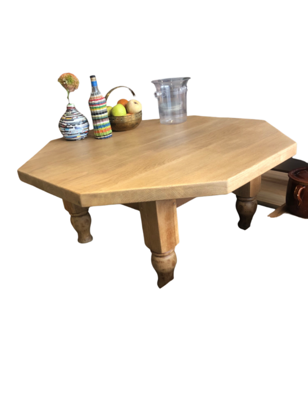 Table basse octogonale en chêne massif
