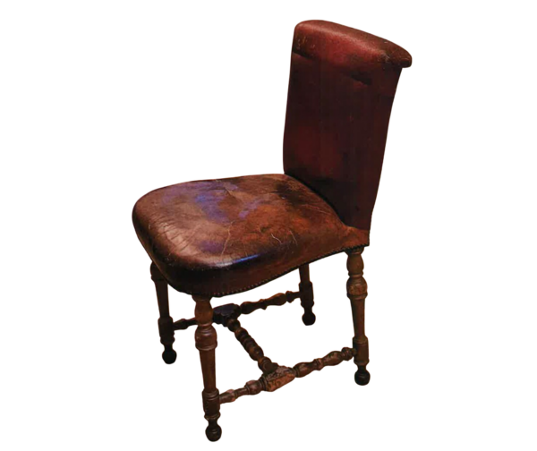 6 chaises en cuir patiné marron rouge