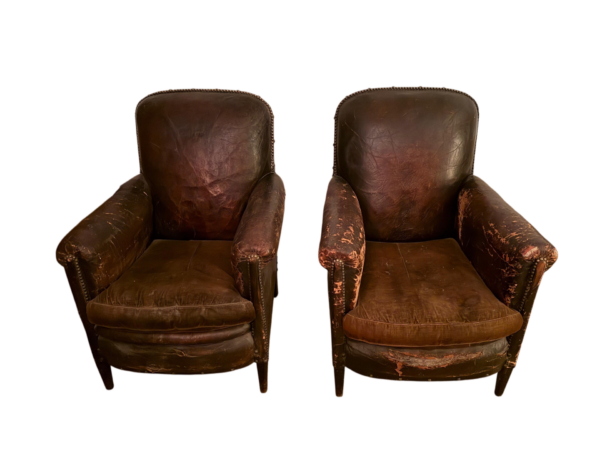 2 fauteuils club cuir