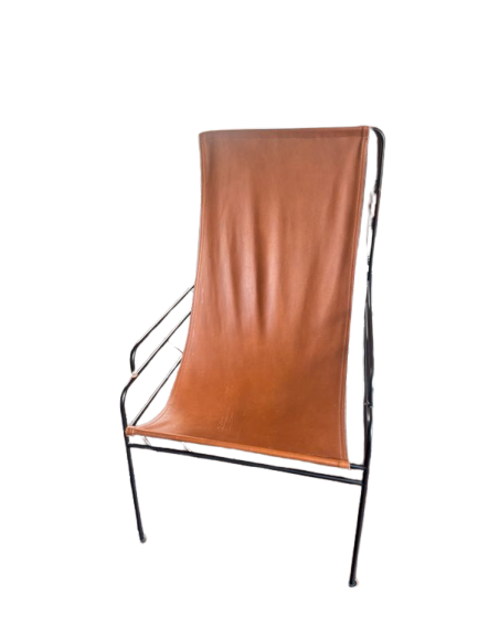 Chaise longue cuir brun AMPM