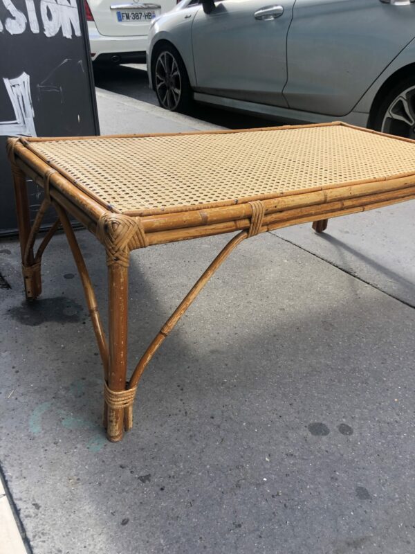 Table basse vintage rotin - canage – Image 3