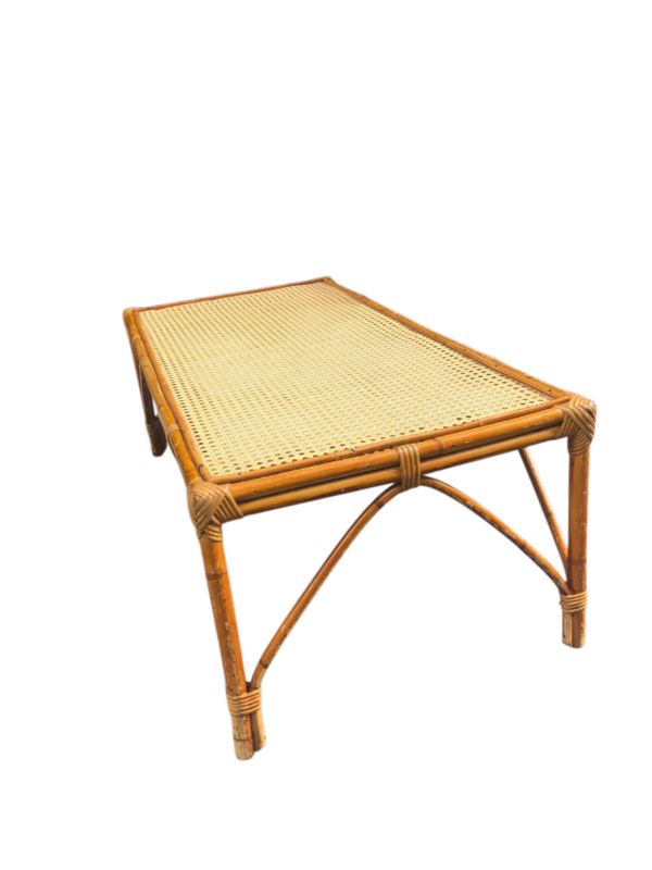 Table basse vintage rotin - canage