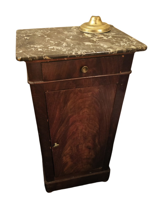Table de nuit en bois massif, tablette en marbre
