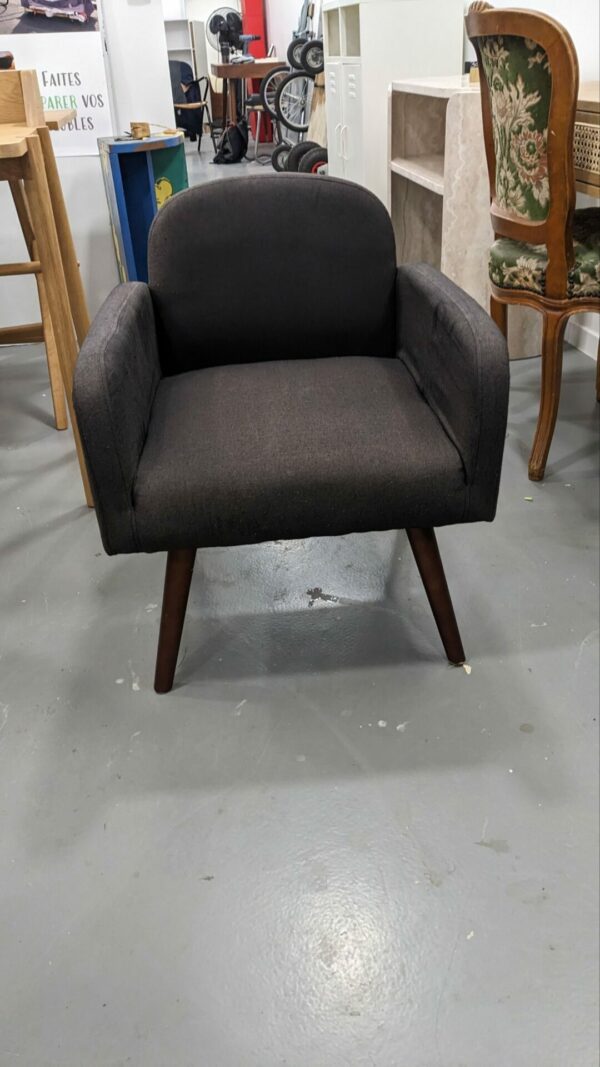 Petit fauteuil anthracite style chauffeuse – Image 4