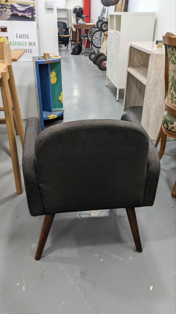 Petit fauteuil anthracite style chauffeuse – Image 3