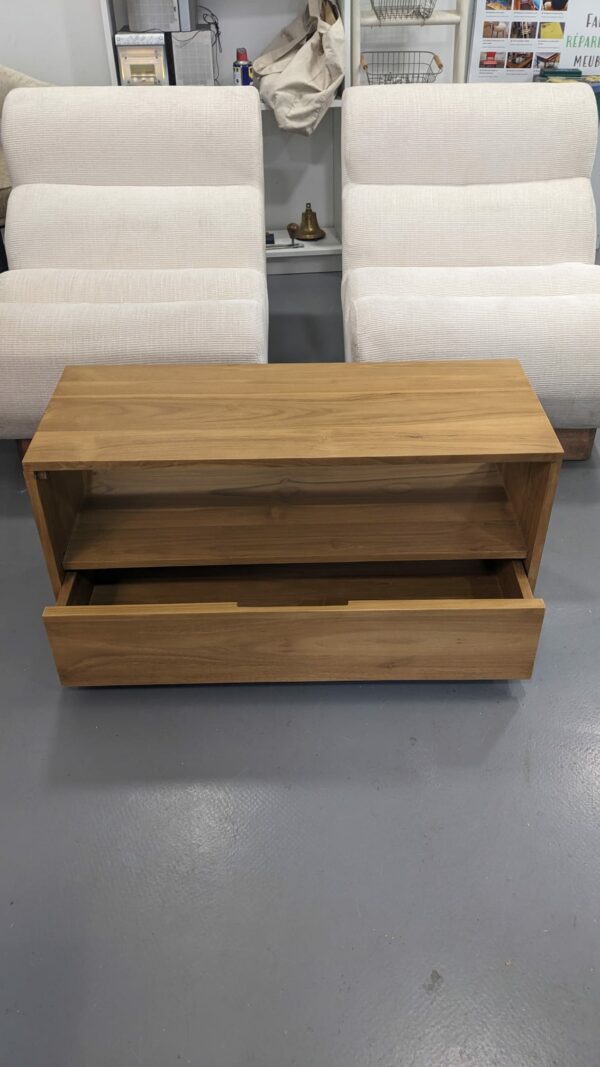 Meuble TV en teck massif 90 cm – Image 4