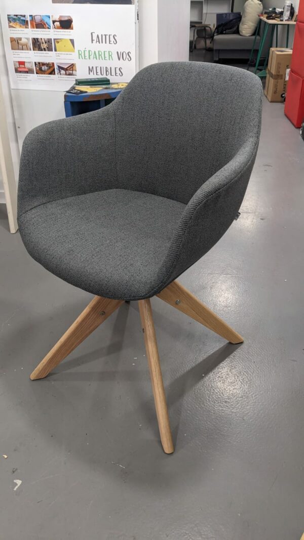 Chaise de bureau rotative en tissu - gris restanque – Image 4