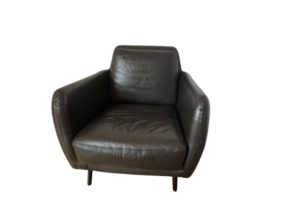 2 Fauteuils en Cuir Marron Habitat - Modèle Ella