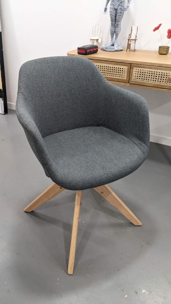 Chaise de bureau rotative en tissu - gris restanque – Image 3