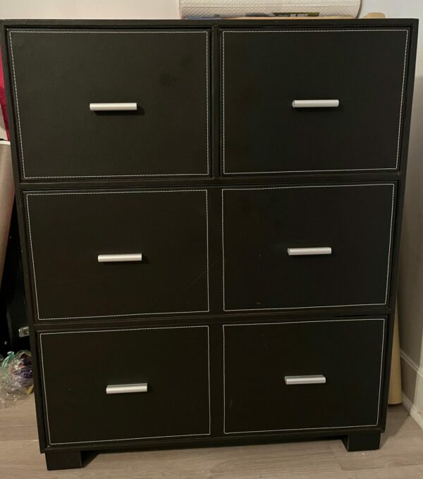 Commode en simili cuir marron – Image 2