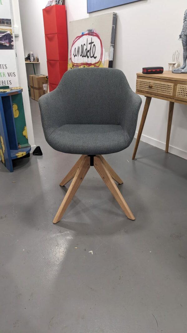Chaise de bureau rotative en tissu - gris restanque – Image 2