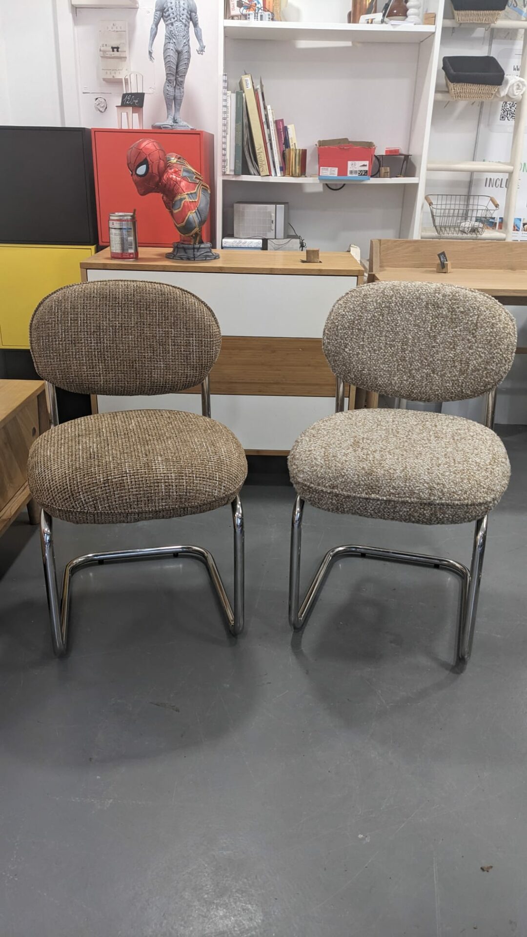 2 Chaises AMBERTA, Tweed marron caramel & Beige macchiato – Image 2