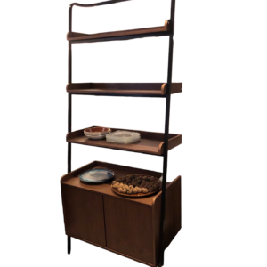 Étagère X ESTANIER métal noir et placage noyer et son caisson