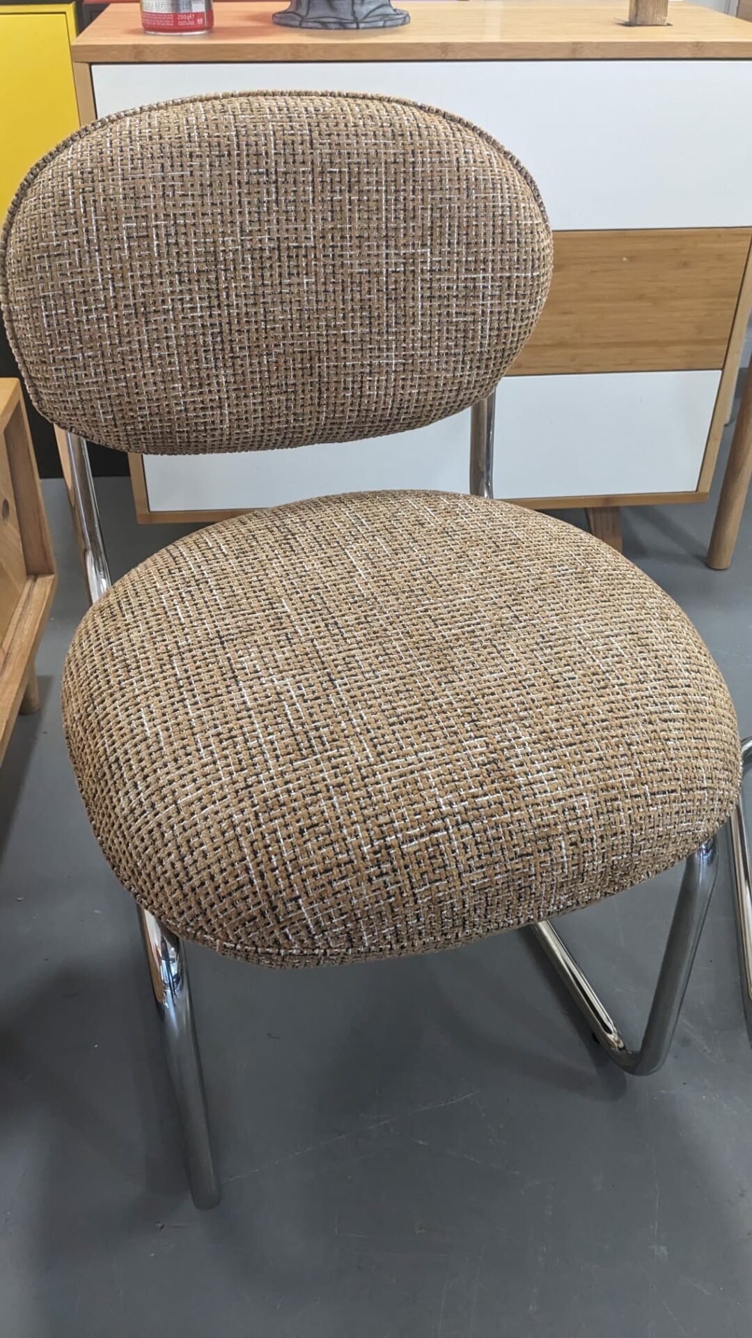 2 Chaises AMBERTA, Tweed marron caramel & Beige macchiato – Image 3
