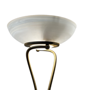 Lampadaire italien vintage 1983 – laiton & verre opalin – H.184 cm