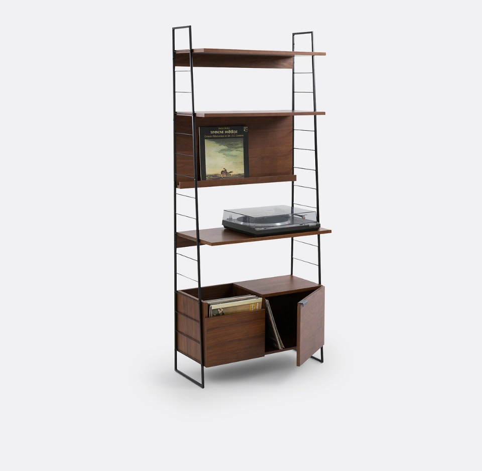 Étagère - Meuble Tv / hi-fi reddition vintage LA REDOUTE - noyer et métal – Image 3