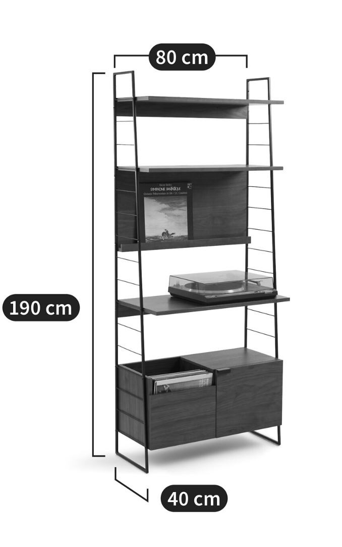 Étagère - Meuble Tv / hi-fi reddition vintage LA REDOUTE - noyer et métal – Image 5