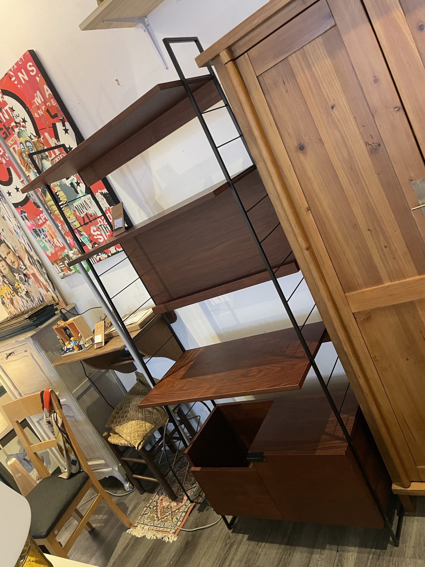 Étagère - Meuble Tv / hi-fi reddition vintage LA REDOUTE - noyer et métal – Image 11