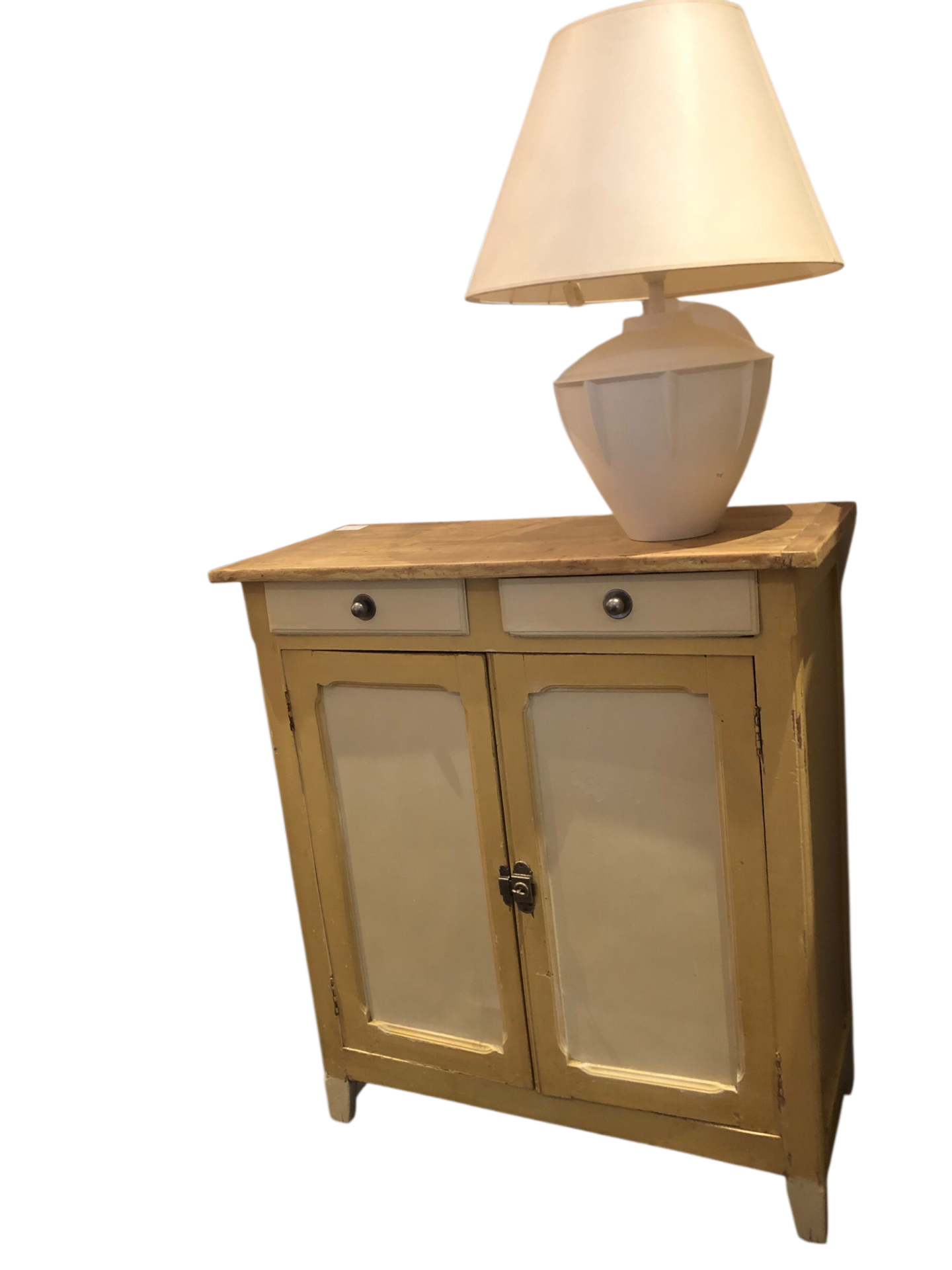 Buffet parisien patine jaune et blanc lin