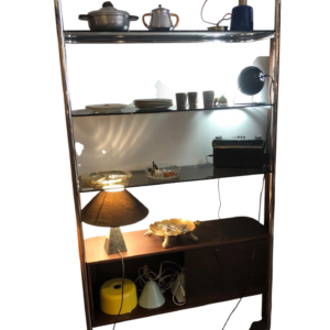 Étagère en acier chromé et son caisson 1 porte