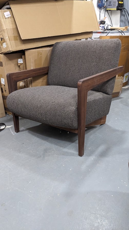 Fauteuil noyer massif et bouclette, Izag – Image 2