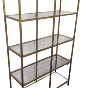 Étagère métal doré et verre