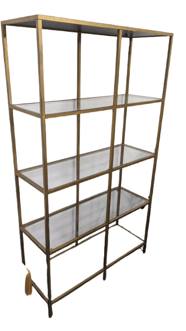 Étagère métal doré et verre