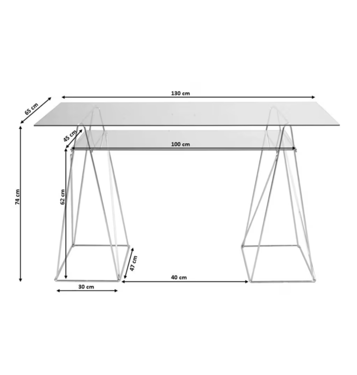 Bureau en Verre et Acier Chromé – Image 3