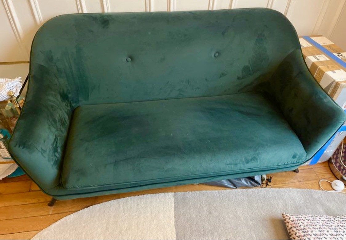 Canapé velours vert sapin – Image 2
