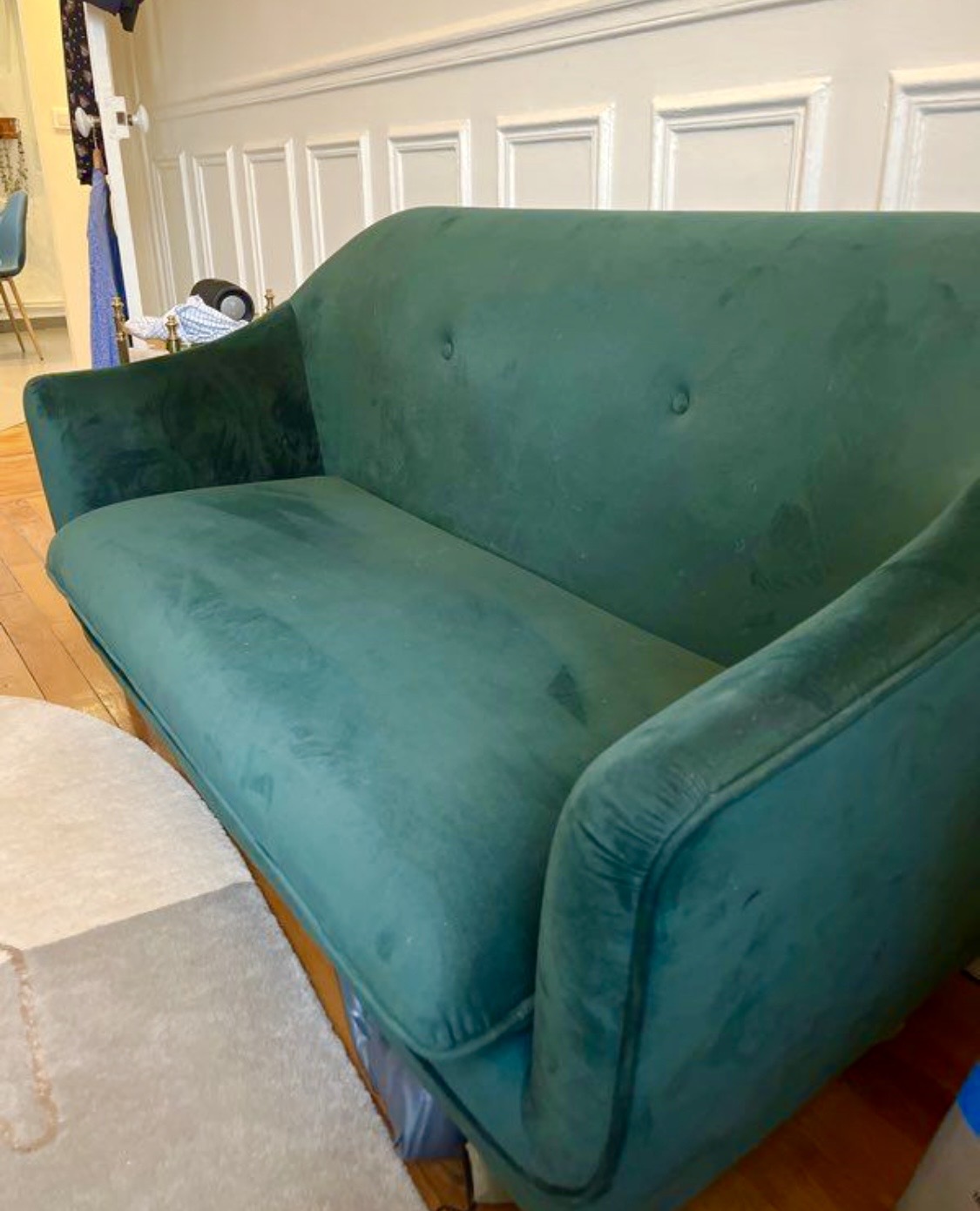 Canapé velours vert sapin – Image 3