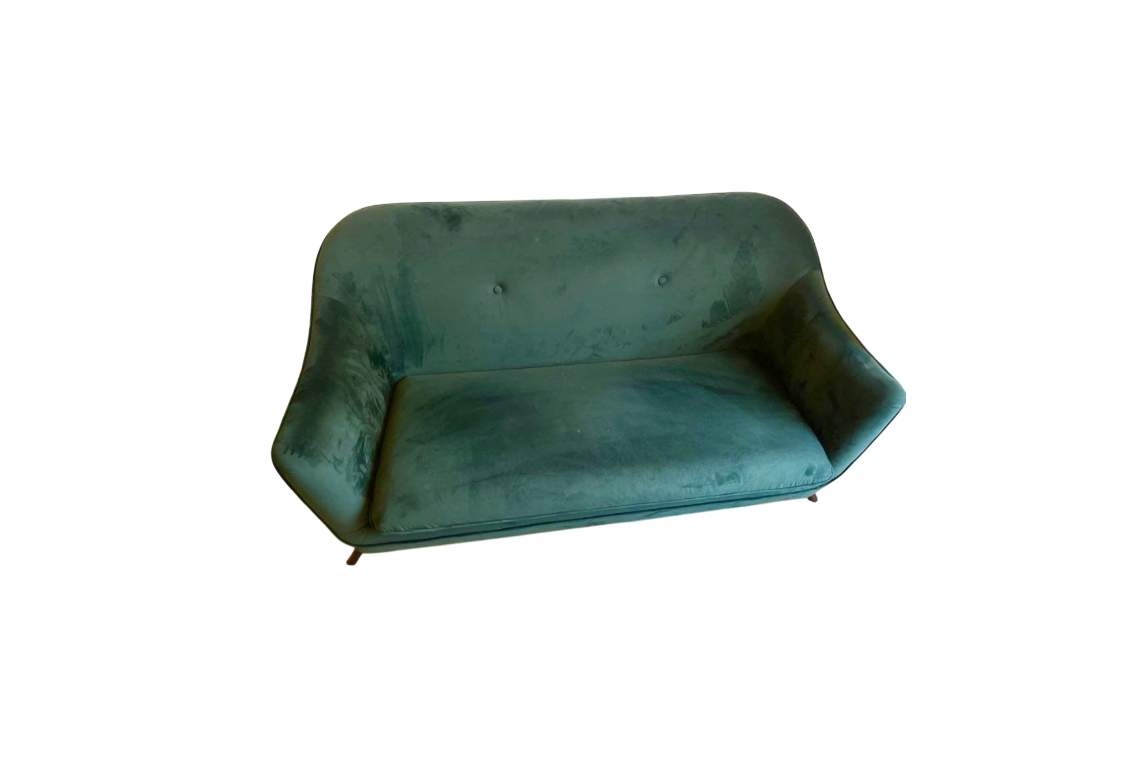 Canapé velours vert sapin