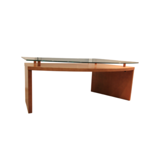 Bureau arrondi et son plateau de verre