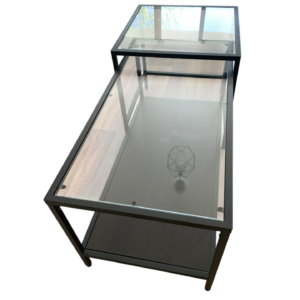 Tables basses métal et verre modulables