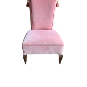 Fauteuil ancien dossier haut velours rose pale