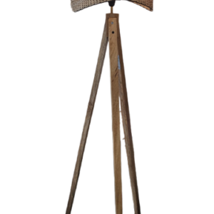 Lampadaire en manguier massif et rotin - Oviala