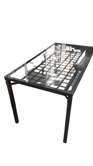 Table en verre et acier vintage Ikea 90'