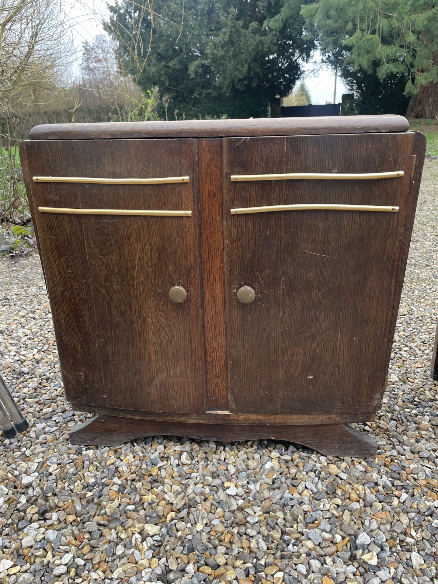 Table de chevet / meuble d’appoint plateau marbre style Art Déco – Image 2