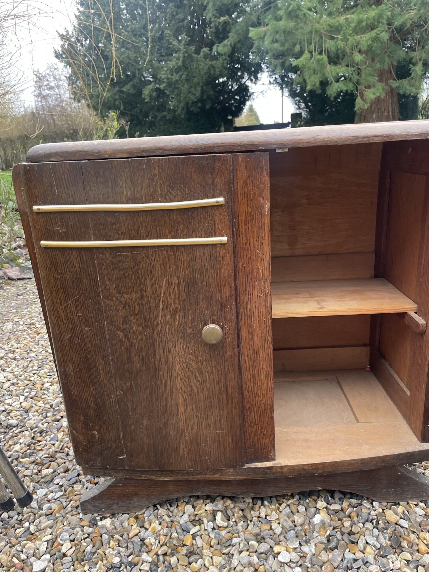 Table de chevet / meuble d’appoint plateau marbre style Art Déco – Image 5