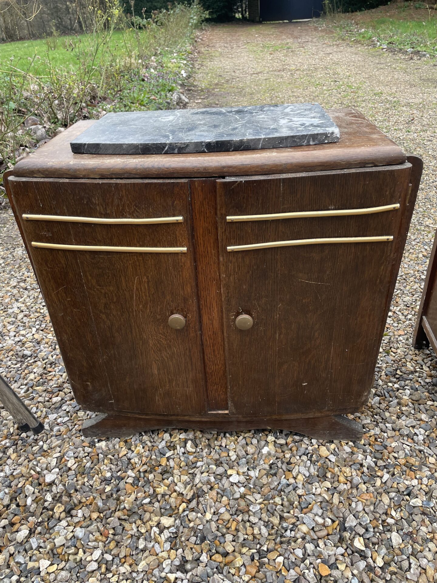 Table de chevet / meuble d’appoint plateau marbre style Art Déco – Image 7