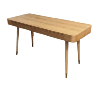 Bureau, Bois naturel & métal doré VINYLE