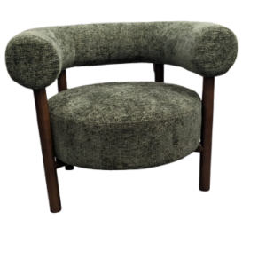 Fauteuil CAROL bois de frêne et tweed vert