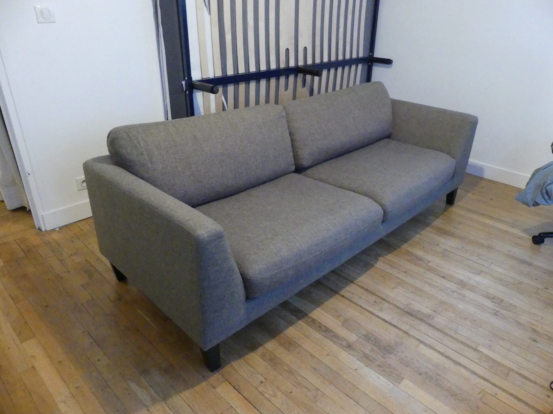 Vends canapé textile gris chiné 3 places – Image 2