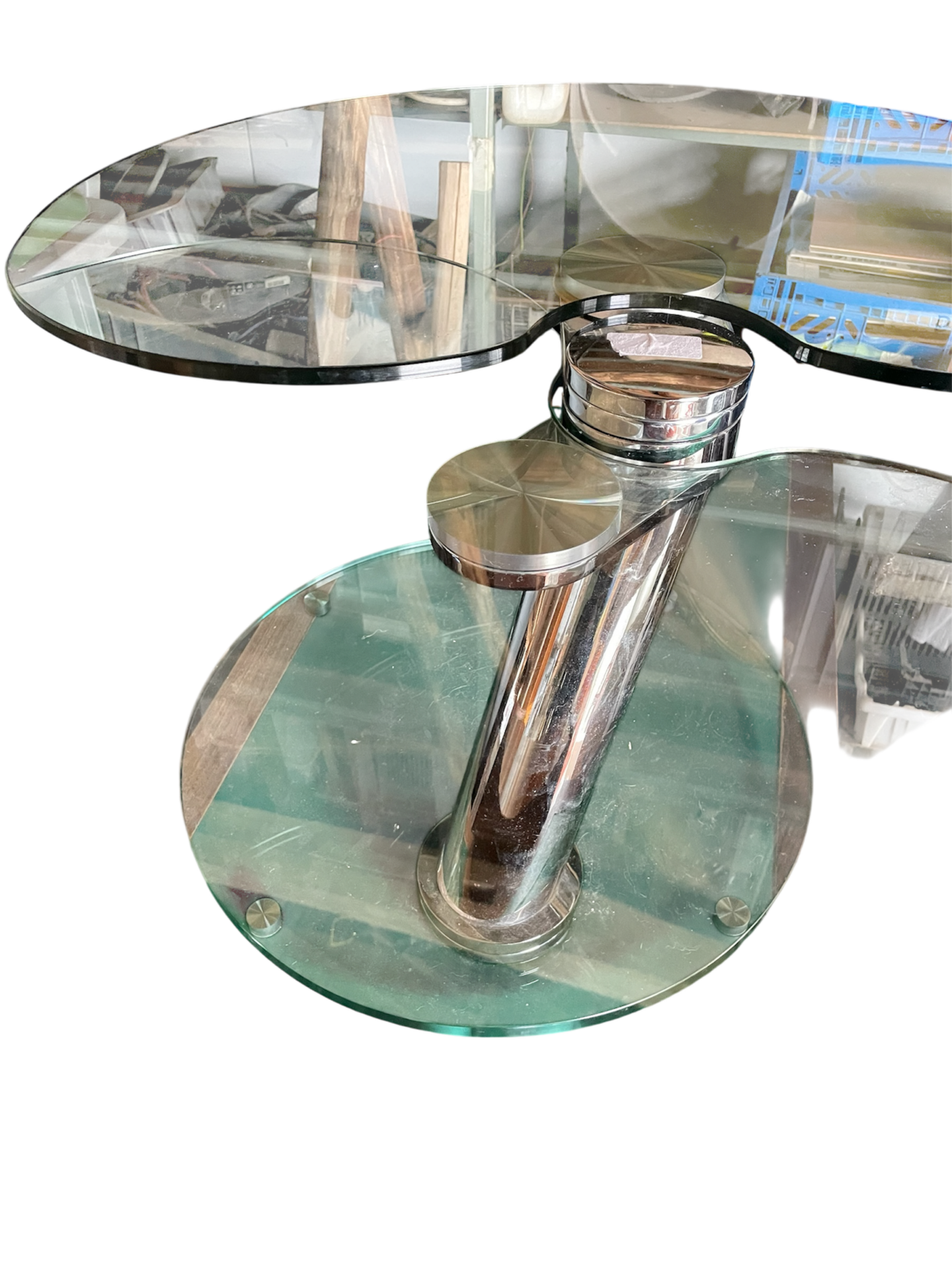 Table basse en verre et chrome extensible papillon – Image 3