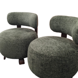 Paire de Fauteuils PLATON bois noyer tweed vert