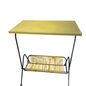 Table d’appoint scoubidou jaune vintage