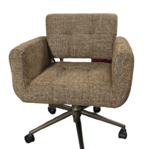 Valeria - Chaise de bureau, Tweed marron caramel & métal doré