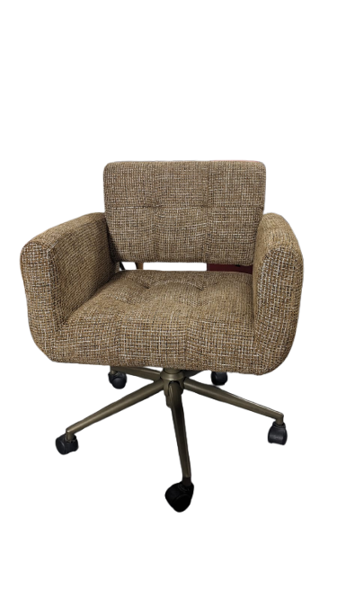 Valeria - Chaise de bureau, Tweed marron caramel & métal doré