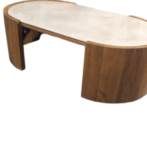 Virgile - Table basse en teck massif et marbre